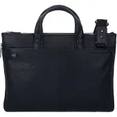 Piquadro Zwarte vierkante aktetas Leer 42 cm Laptopvak zwart