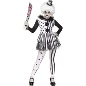Vegaoo FUNWORLD - Wit en zwart killer clown kostuum voor dames - S / M