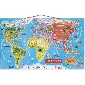 Janod - Magneetbord - De wereld (ENG) - Inclusief 92 Magneten