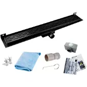 Saniclear Nero douchegoot 60cm met muurflens zwart mat
