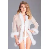 Be Wicked Kimono Met Veertjes - Wit