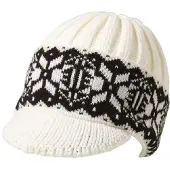 Jacquard Muts met klep Wit/zwart