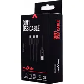 MaXlife 3in1 USB-kabel - USB-C, Lightning, micro-USB 100cm