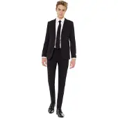 Opposuits kostuum Black Knight zwart Jongens Polyester Reverskraag Effen - maat 158/164