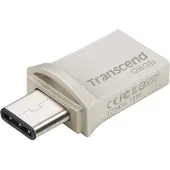 Transcend JetFlash 890 USB-stick smartphone/tablet Zilver 128 GB USB-A 3.2 Gen 2, USB-C