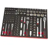AOK Professionele 130 Delige 1/4, 3/8, 1/2 inch Doppenset Foam Inlay