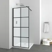 Badstuber Window douchewand mat zwart geruit 100x195cm