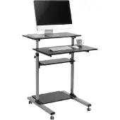 Logilink Zit-sta-bureau In hoogte verstelbaar, Met wieltjes Hoogte: 93.8 tot 1.378 m (b x d) 70 cm x 70.5 cm Zilver BP0070 BP0070