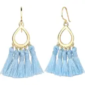 Elli Oorbellen 'Boho' lichtblauw / goud