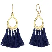 Elli Oorbellen 'Boho' donkerblauw / goud