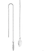 Trendjuwelier huiscollectie Doortrekoorbellen Veer Zilver Gerhodineerd Glanzend