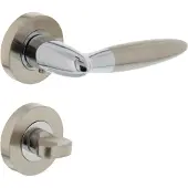Intersteel Deurkruk Elen op rozet met toilet-/badkamersluiting - chroom/nikkel mat