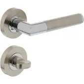 Intersteel Deurkruk Bastian op rozet met toilet-/badkamersluiting - chroom/nikkel mat
