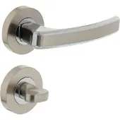 Intersteel Deurkruk Blok op rozet met toilet-/badkamersluiting - chroom/nikkel mat