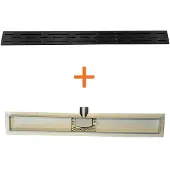 Mueller RVS douchegoot met zwart rooster 90cm