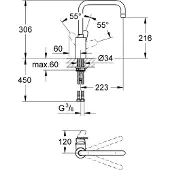 GROHE Eurodisc Cosmopolitan keukenkraan met hoge uitloop chroom