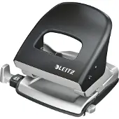 Leitz Style Metalen Kantoor Perforator - Perforeert Tot 30 Vel - Voor Mappen En Ringbanden - Ideaal Voor Thuiskantoor - Satijn Zwart
