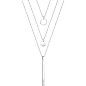 Elli Ketting Circle Geo Layer Geo Swarovski Kristallen 925 Sterling Zilver