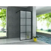SaniGoods Next douchewand met mat zwart raster 140x200cm