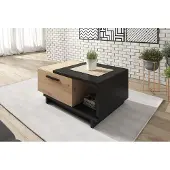 Meubella Salontafel Incala - Eiken - Zwart - 90 cm