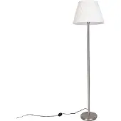QAZQA Moderne vloerlamp staal met witte plisse kap 45 cm - Simplo