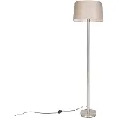 QAZQA Moderne vloerlamp staal met taupe kap 45 cm - Simplo