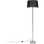 QAZQA Moderne vloerlamp staal met zwarte kap 45 cm - Simplo