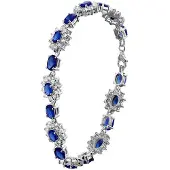 Lucardi Zilveren armband blauwe zirkonia