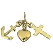 Lucardi 14karaat geelgouden hanger geloof, hoop, liefde