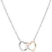 Lucardi Zilveren ketting&hanger 2harten zilver/rose