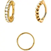 Lucardi Stalen set helixpiercings gold glad/dots/zirkonia