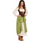 Boland verkleedpak Village Wench dames groen | Maat 44,46