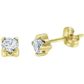 Lucardi Geelgouden oorbellen met zirkonia 4mm