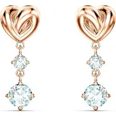 Swarovski Lifelong Heart Drop Pierced Oorbellen voor Vrouwen Set van Witte Kristallen Hartvormige Oorbellen met Ros?ouden Plating