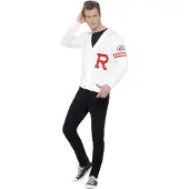Smiffys Grease rydel props sweater (rood en wit, M)
