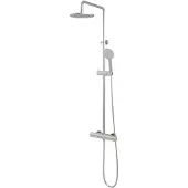 Brauer Brushed Edition opbouw thermostatische regendouche SET 02 met 20 cm douchekop en 3-standen handdouche en doucheslang RVS geborsteld PVD