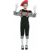 Vegaoo - Mime kostuum voor meisjes met rode baret - 7 - 9 jaar (122/134)