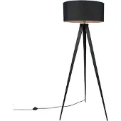 QAZQA Moderne vloerlamp zwart met zwarte kap - Ilse