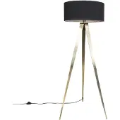 QAZQA Moderne vloerlamp messing met zwarte kap - Ilse