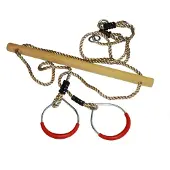 Hermic Houten ringtrapeze met metalen ringen