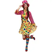 Vegaoo Clownskostuum met grote stippen voor vrouwen