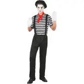 Vegaoo - Zwarte en witte klassieke mime outfit voor mannen