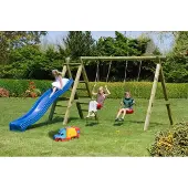 Buitenspeelgoed Keupink Houten speeltoestel Premium incl. twee schommelzitjes en glijbaan