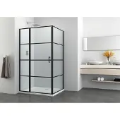Badstuber Stripe zwarte douchecabine 120x80cm rechthoek