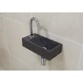 Mueller Small natuursteen fonteinset links met chroom gebogen fonteinkraan en toebehoren
