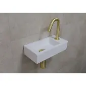 Mueller Mini Rhea wit fonteinset met gouden gebogen fonteinkraan rechts