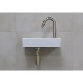 Mueller Mini Rhea 36x18x9cm fonteinset mat wit met RVS gebogen fonteinkraan rechts