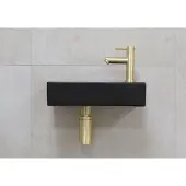 Mueller Mini Rhea 36x18x9cm zwarte fonteinset met kraan goud rechts