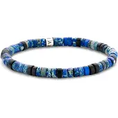 Frank 1967 7FB-0420 Rekarmband natuursteen beads blauw-zwart