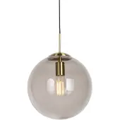 QAZQA Moderne hanglamp messing met smoke glas 30 cm - Ball